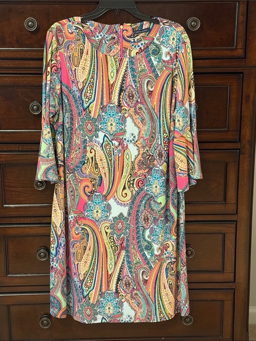 Women’s Multicolor Paisley Dress - Vibrant Pink & Blue